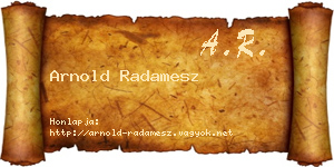 Arnold Radamesz névjegykártya